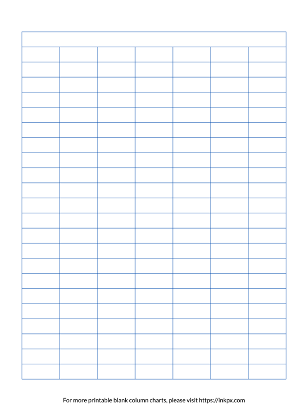 Printable Colored Merged Header Blank 7-Column Char Template