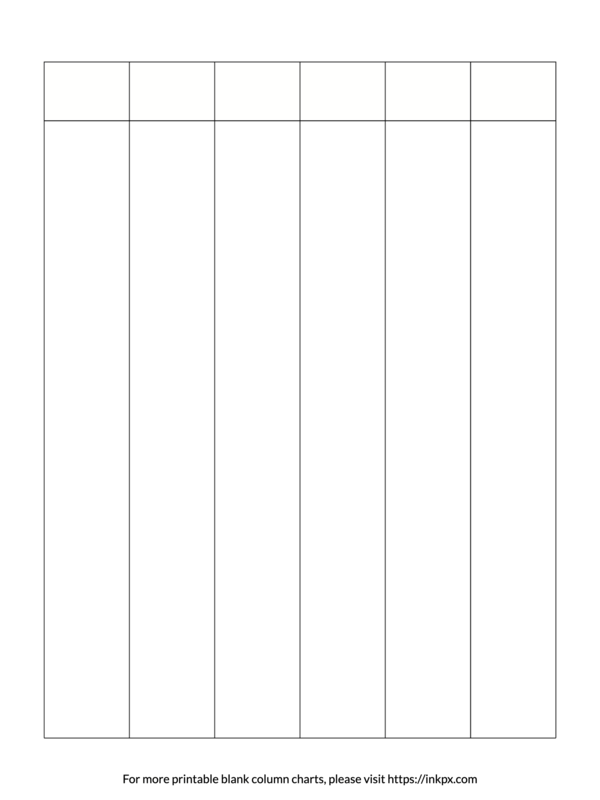 Printable Portrait Style 6 Column Chart · InkPx