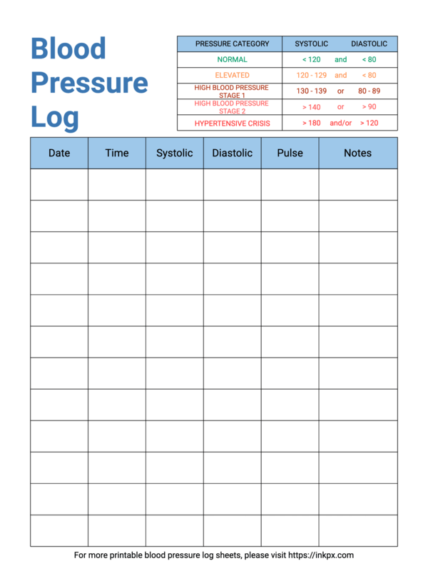 Free Printable Simple Colorful Blood Pressure Log Sheet (Big Space, Elder-Friendly) · InkPx free-printable-simple-colorful-blood-pressure-log-sheet-big-space-elder-friendly-inkpx