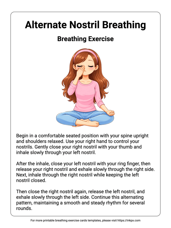 Free Printable Alternate Nostril Breathing Exercise