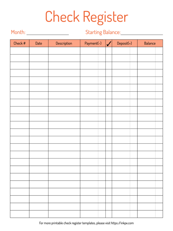 Free Printable Colorful Formatted Table Style Check Register