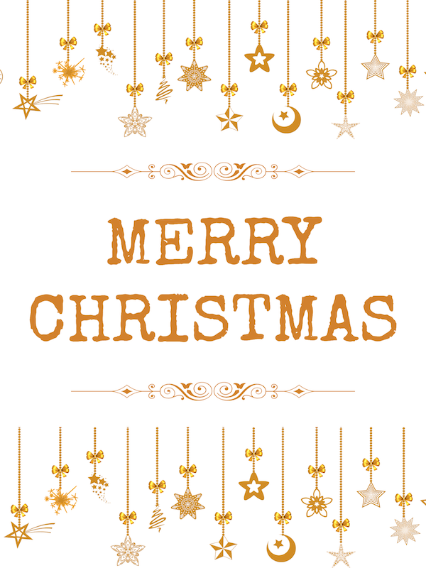 Free Printable Golden Decorations Christmas Card