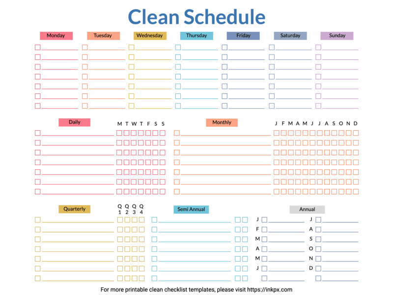 Editable Blank Colorful Clean Schedule Template