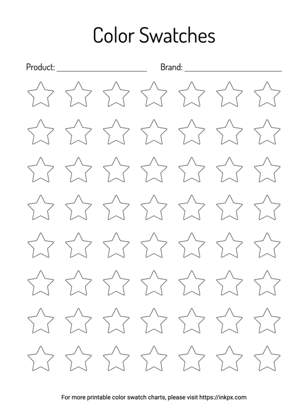 Free Printable 56 Stars Color Swatch Chart