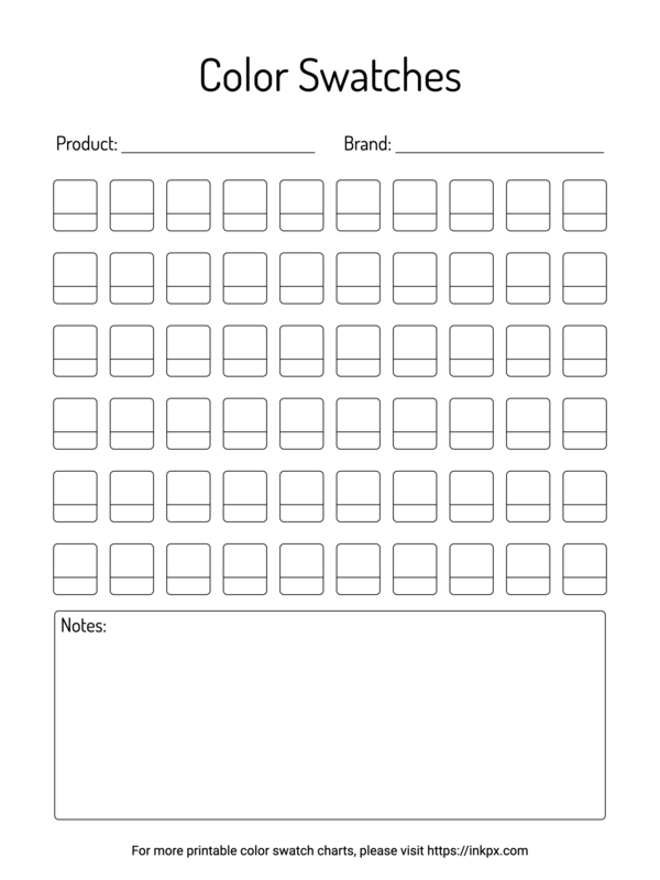 Free Printable 60 Round Rects Color Swatch Chart