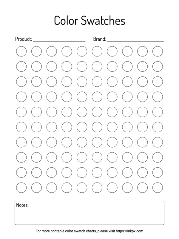 Printable Color Swatch Charts in PDF, PNG, and JPG formats · InkPx