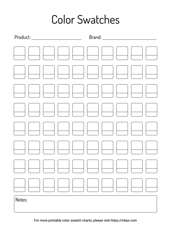 Printable 80 Round Rects Color Swatch Chart