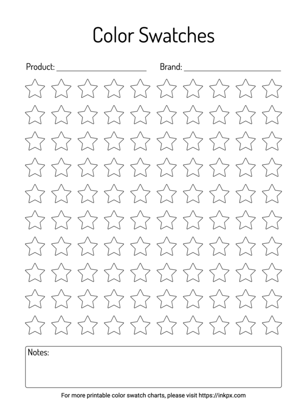 Free Printable 100 Stars Color Swatch Chart