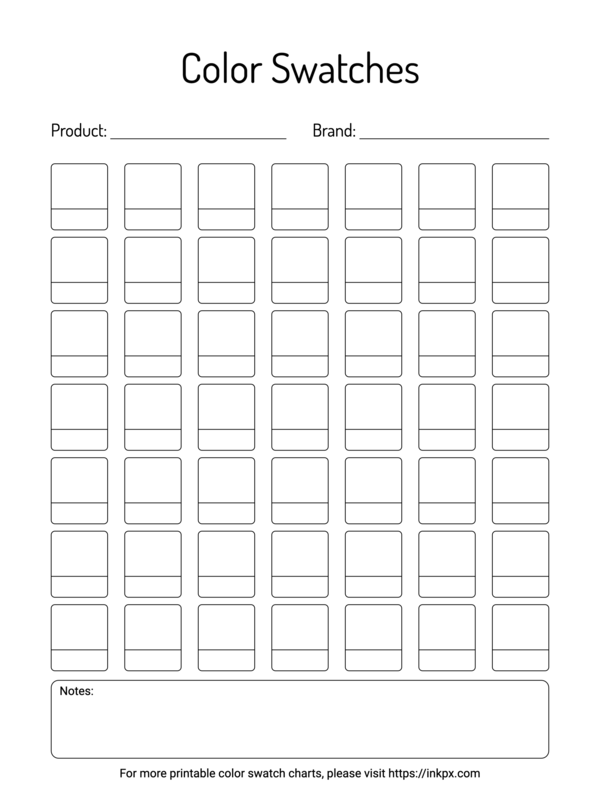 Free Printable 49(7x7) Round Rects Color Swatch Chart