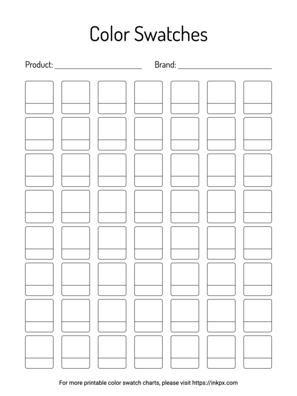 Printable 56 Round Rects Color Swatch Chart