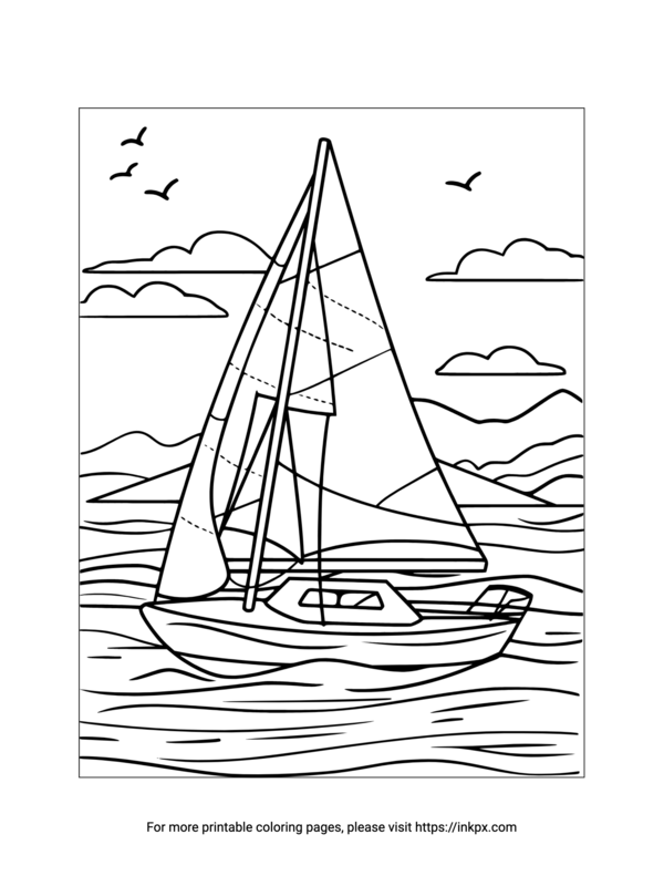 Printable Sailing Coloring Page