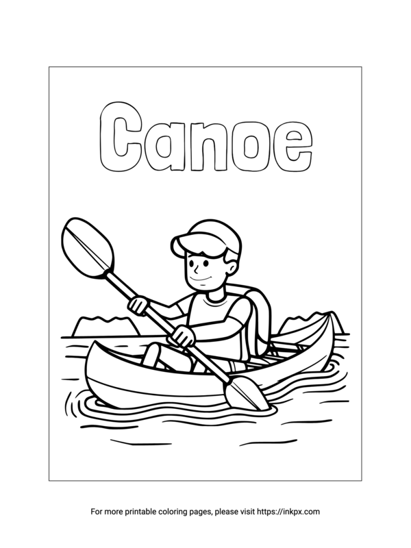 Printable Olympic Canoe Coloring Page