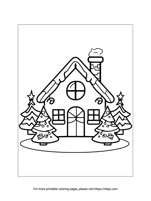 Free Printable Simple Gingerbread House Coloring Page