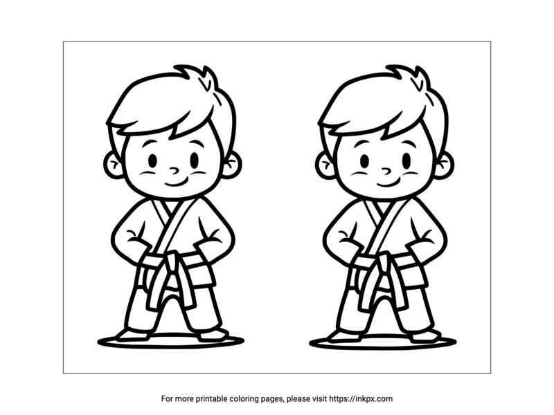 Printable Olympic Judo Players Coloring Page