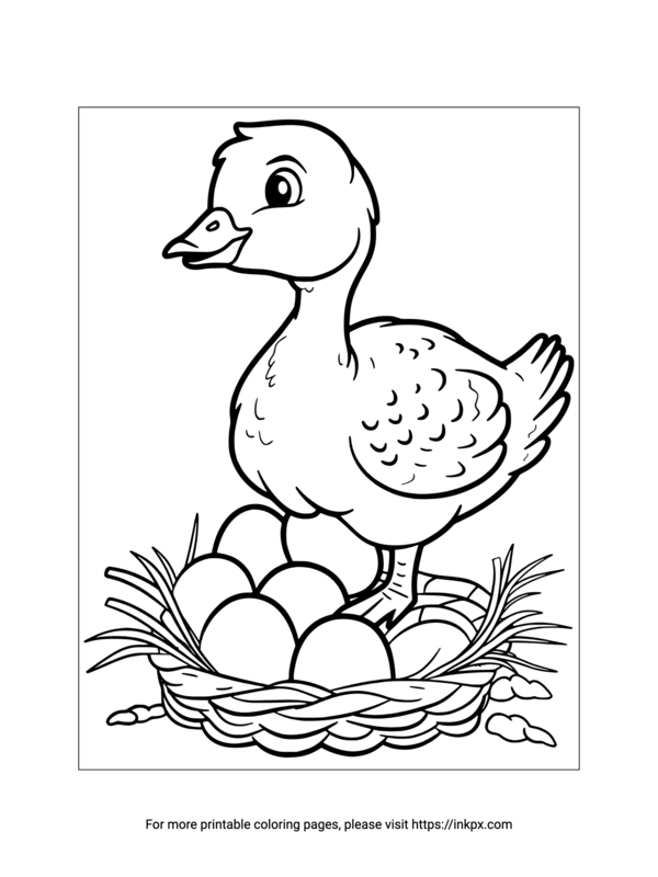 Free Printable Goose & Eggs Coloring Page