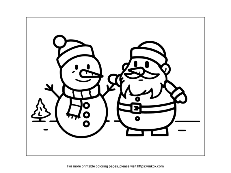 Free Printable Santa Claus & Snowman Coloring Sheet