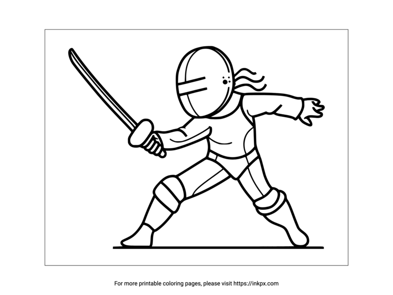 Printable Olympic Fencing Player Coloring Page