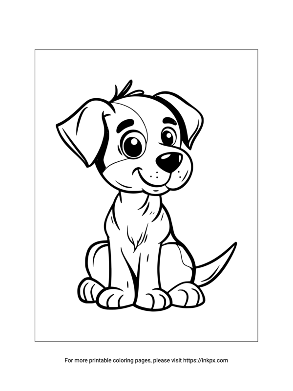 Printable Cute Little Puppy Coloring Page