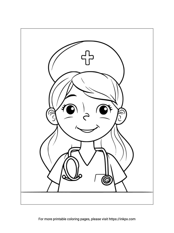 Free Printable Cartoon Nurse Coloring Sheet