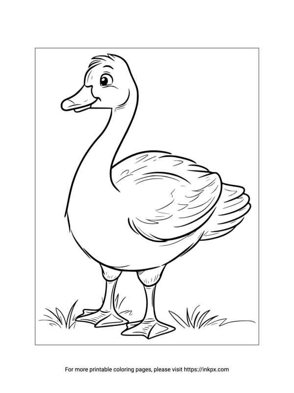 Free Printable Simple Goose Coloring Page