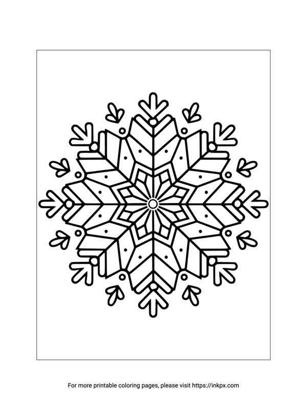 Free Printable Complex Snowflake Coloring Sheet