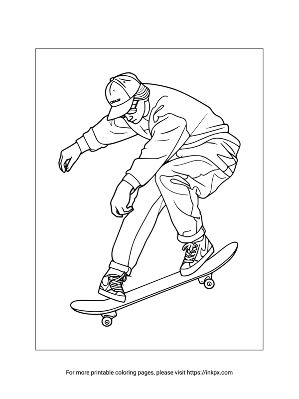 Printable Olympic Skateboarding Coloring Page