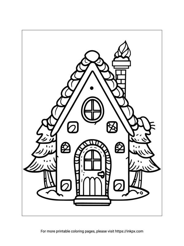 Free Printable Simple Gingerbread House Coloring Sheet