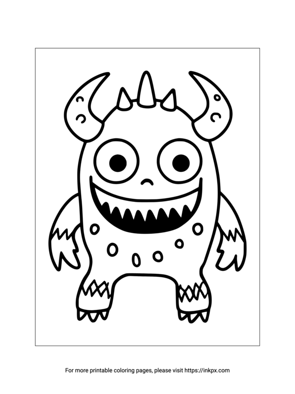 Free Printable Easy Monster Coloring Page