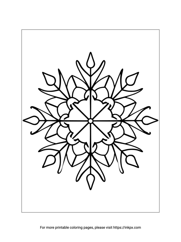 Free Printable Beautiful Snowflake Coloring Sheet