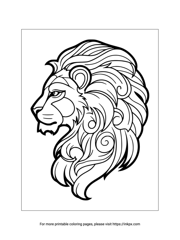 Printable Lion Sculpture Coloring Page