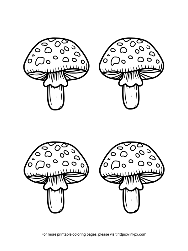 Free Printable Little Mushrooms Coloring Page