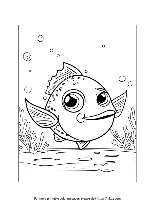 Printable Cartoon Tuna Fish Coloring Page