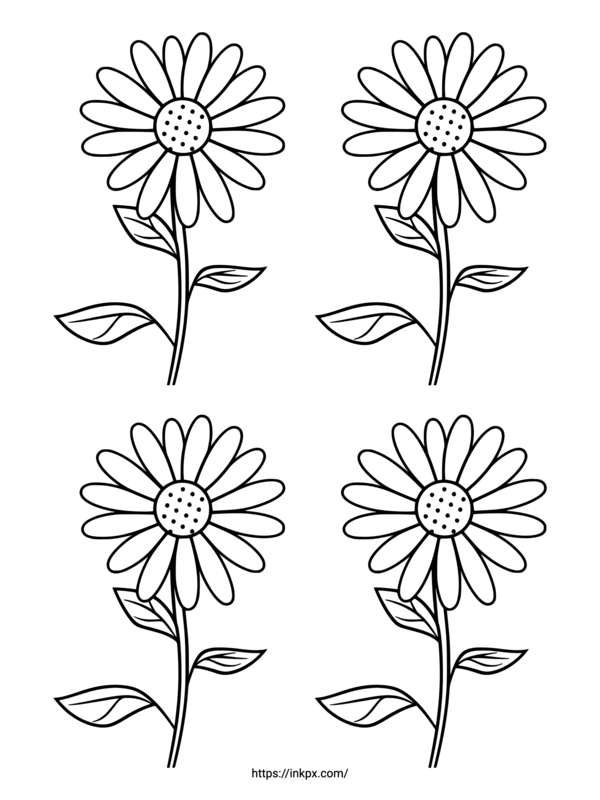 Free Printable Quadruple Daisy Coloring Page · Inkpx 