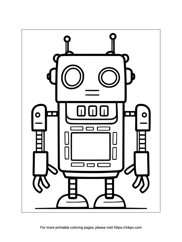 Free Printable Plain Robot Coloring Sheet