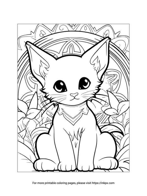 Printable Glory Kitten Coloring Page