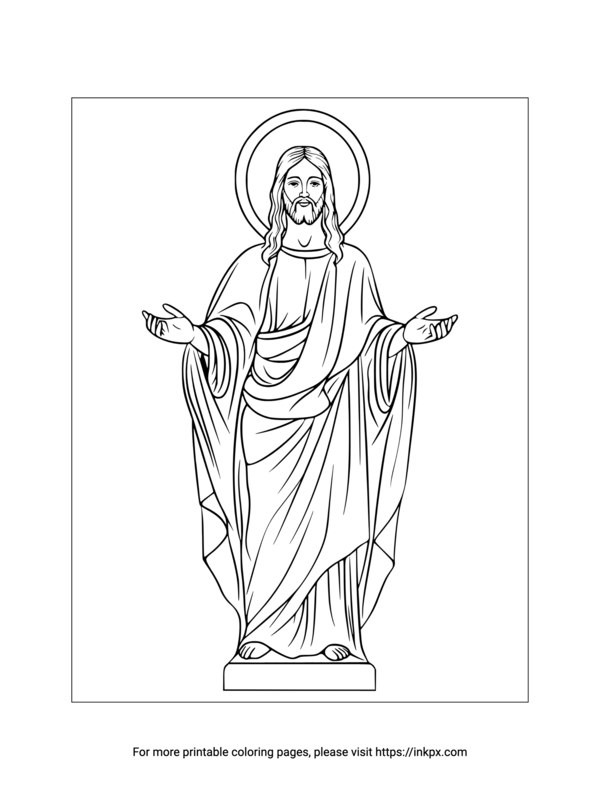 Free Printable Jesus Sculpture Coloring Page