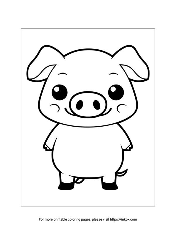 Printable Cartoon Pig Coloring Page