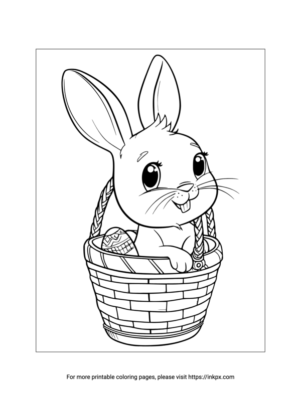 Free Printable Easter Bunny & Basket Coloring Sheet