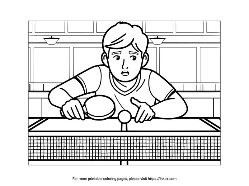 Printable Table Tennis Coloring Page