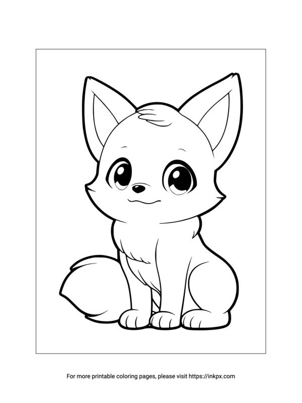 Printable Adorable Fox Coloring Page