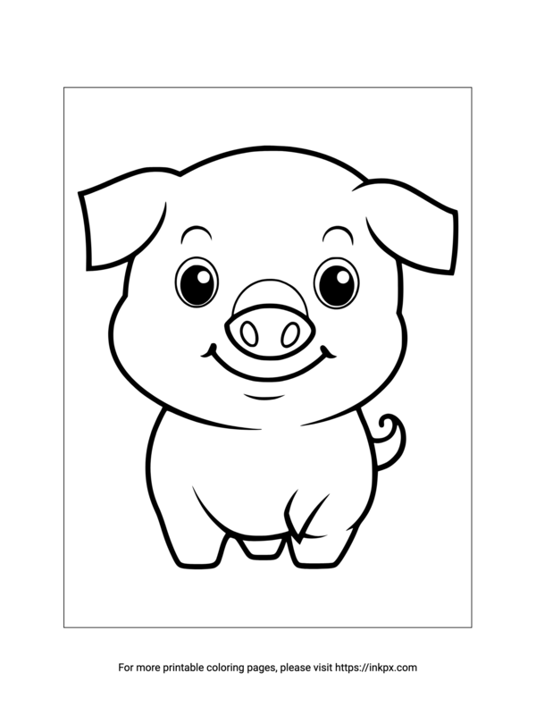 Printable Cute Pig Coloring Page