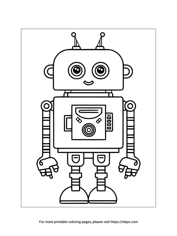 Free Printable Easy Robot Coloring Page