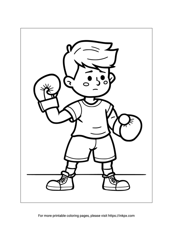 Printable Olympic Boxing Player Coloring Page