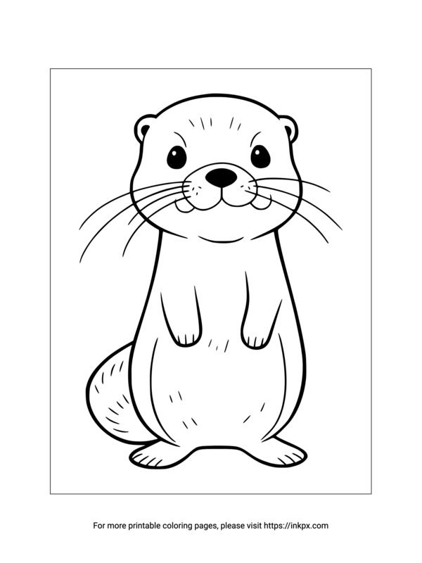 Printable Cute Otter Coloring Sheet · InkPx