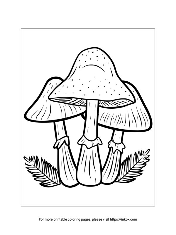 Free Printable Fresh Mushroom Coloring Page