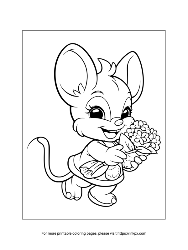 Printable Cartoon Mouse Coloring Page