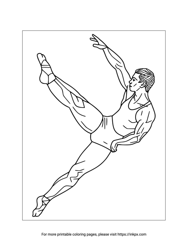 Printable Gymnastics Player Coloring Page