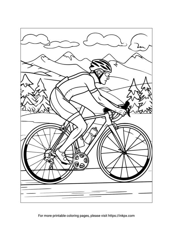 Printable Olympic Triathlon Cycling Coloring Page