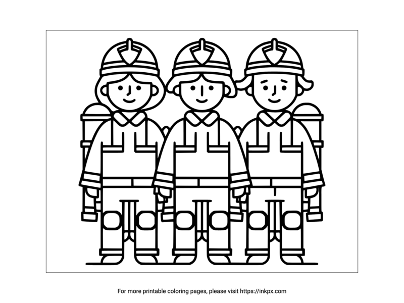 Free Printable Firefighters Coloring Page · InkPx