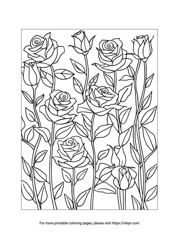 Free Printable Complex Rose Coloring Page